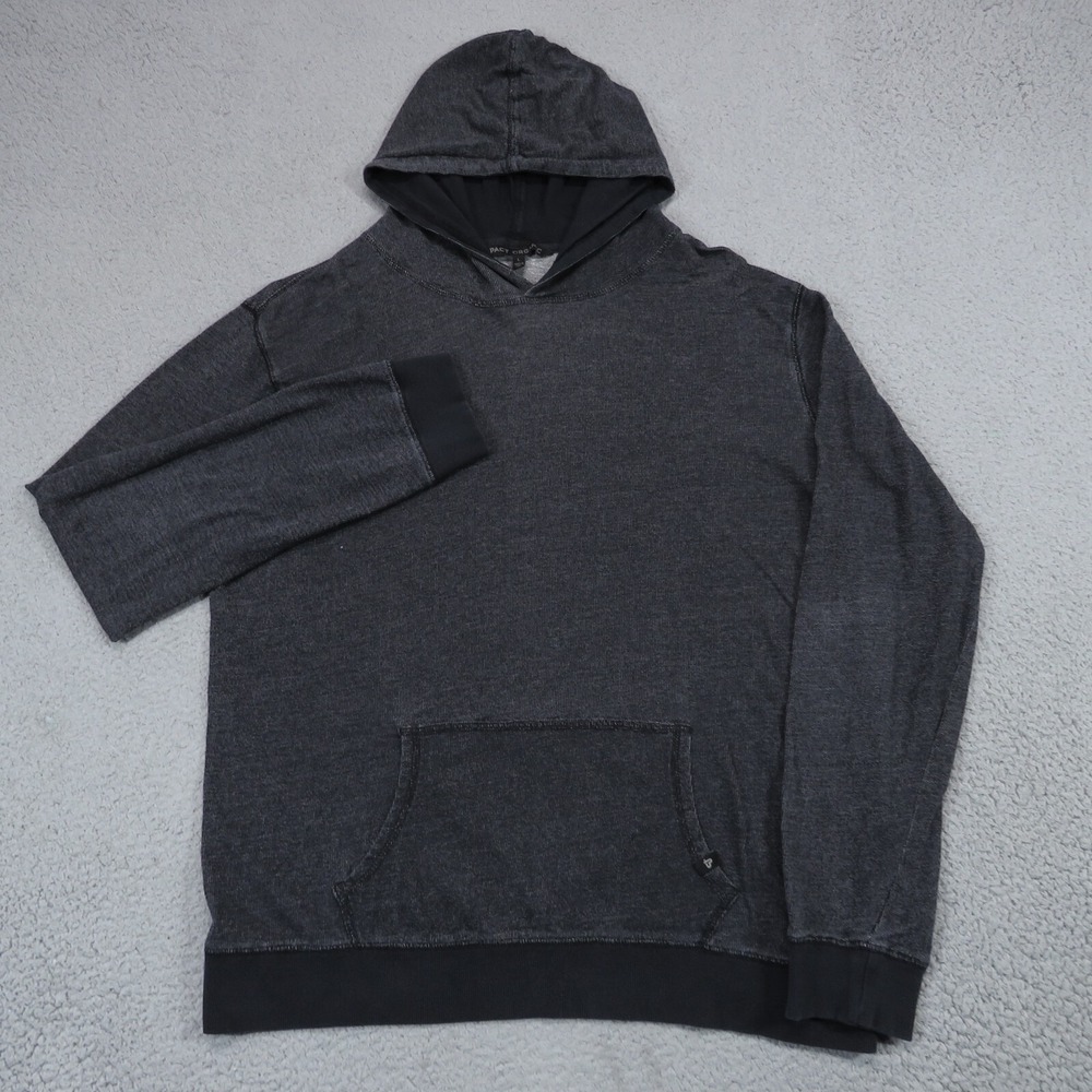 Pact Organic Hoodie Mens Large Charcoal Grey Terry Fleece Pullover RN128485